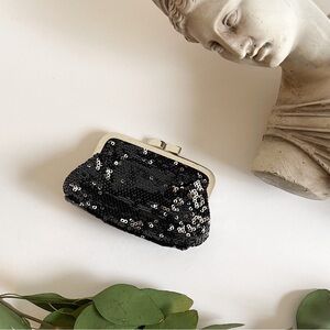 NWOT Victoria’s Secret black sequin coin purse, coin pouch.